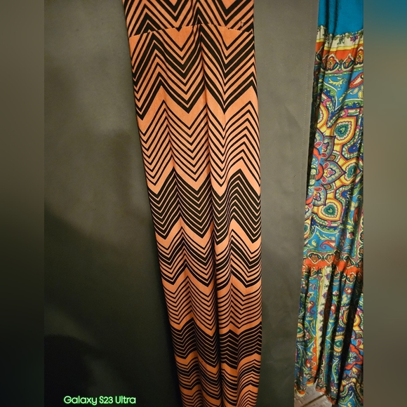 Orange and Navy floor length Dress Small - Picture 3 of 5